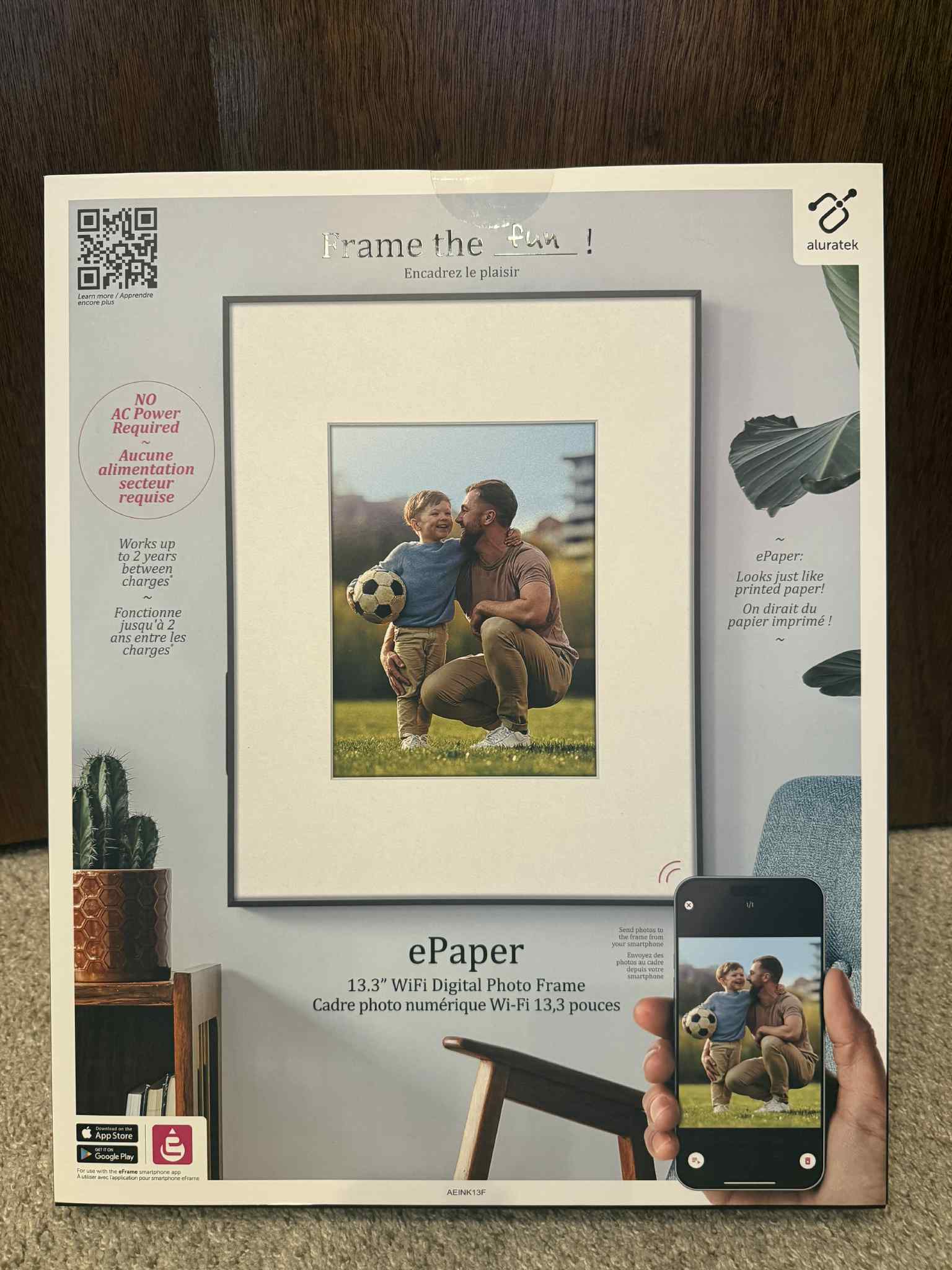 Aluratek 13.3-inch ePaper WiFi Digital Photo Frame product view