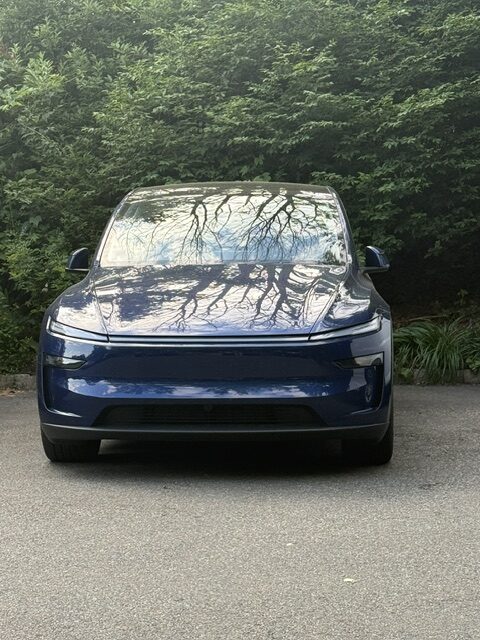 2026 Tesla Model Y Juniper parked for parking and visibility notes