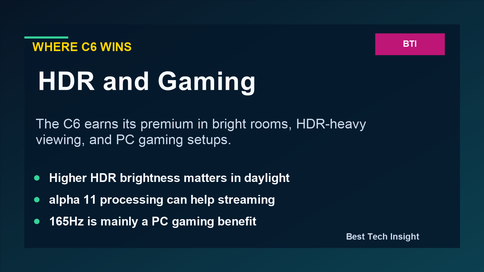 LG C5 vs C6 OLED TV HDR brightness and gaming comparison