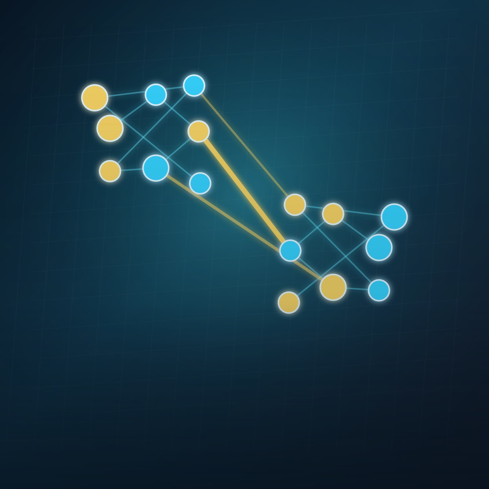 Abstract quantum error correction map showing connected qubit nodes