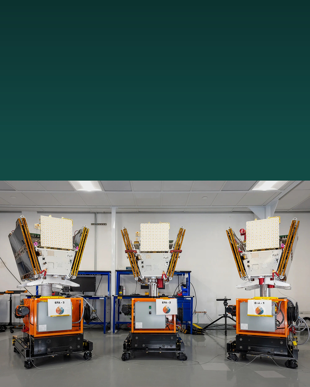 Official Muon Space image of three FireSat wildfire-detection satellites used in BTI's source-backed explainer
