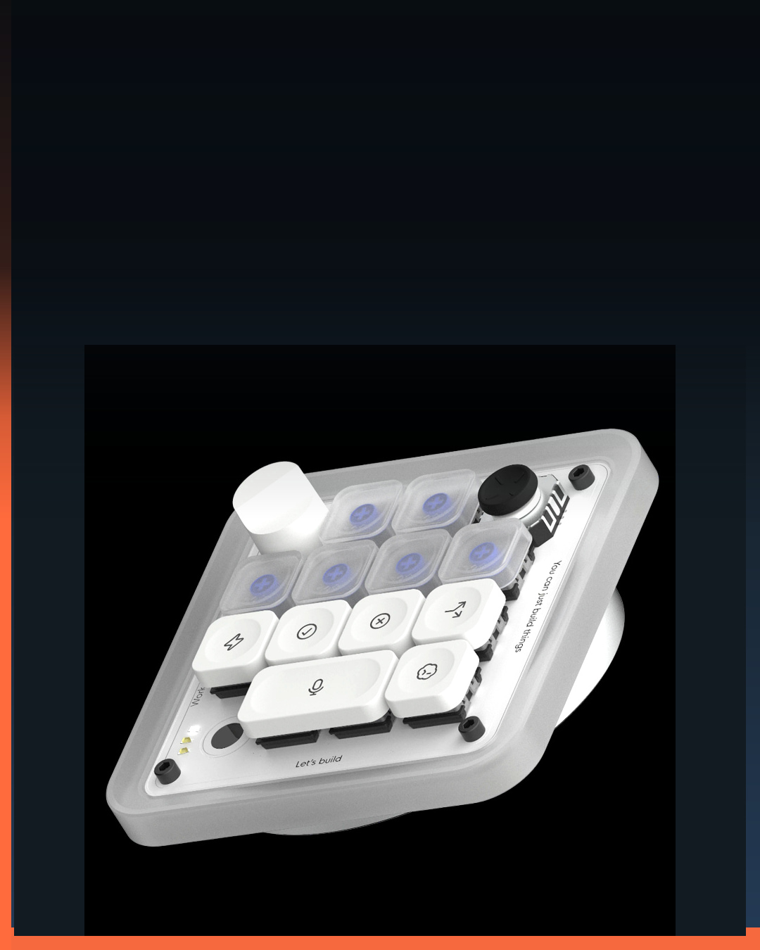 OpenAI Codex Micro keyboard with agent keys, joystick, dial, and command controls