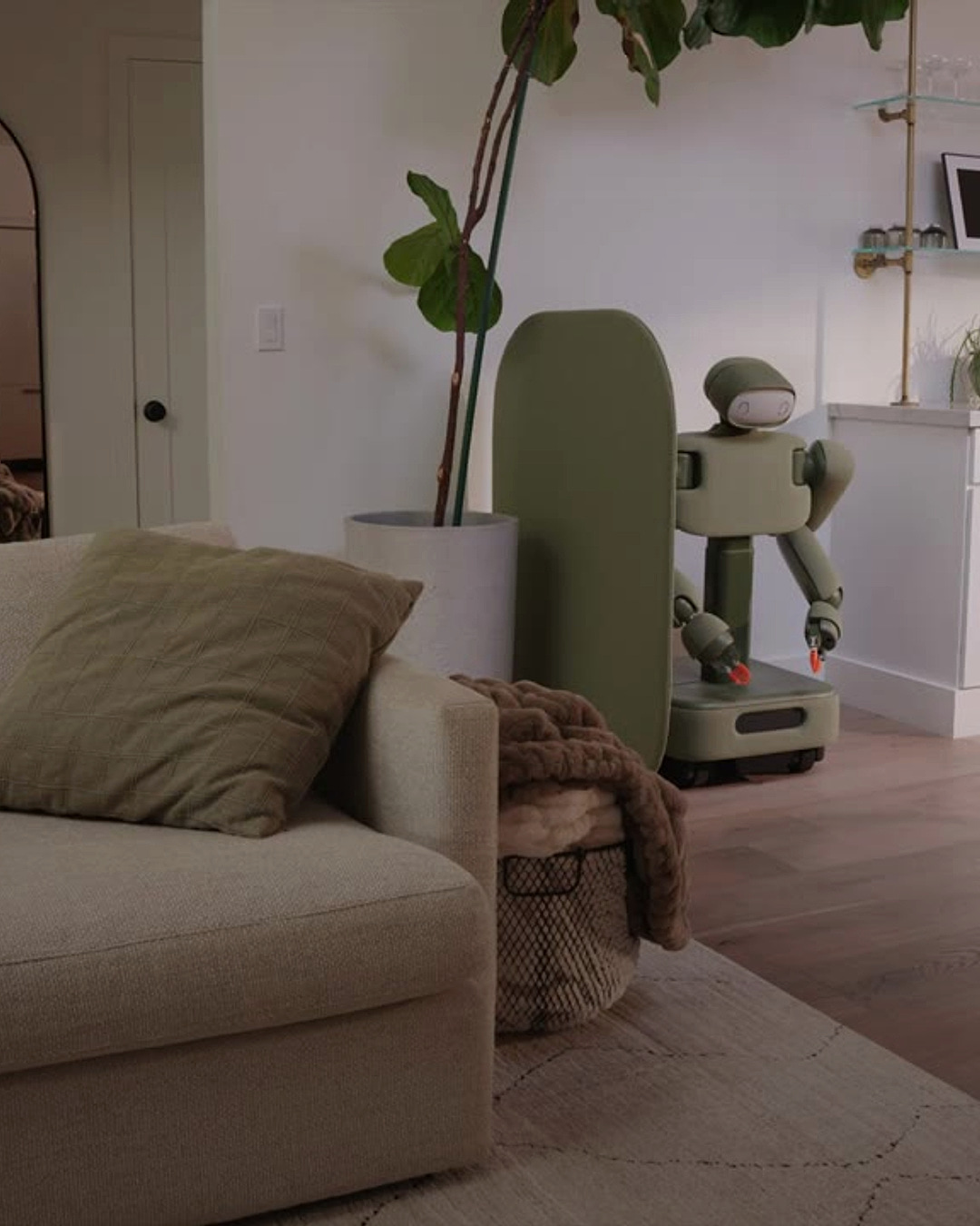 Weave Robotics Isaac 1 home robot in a furnished room