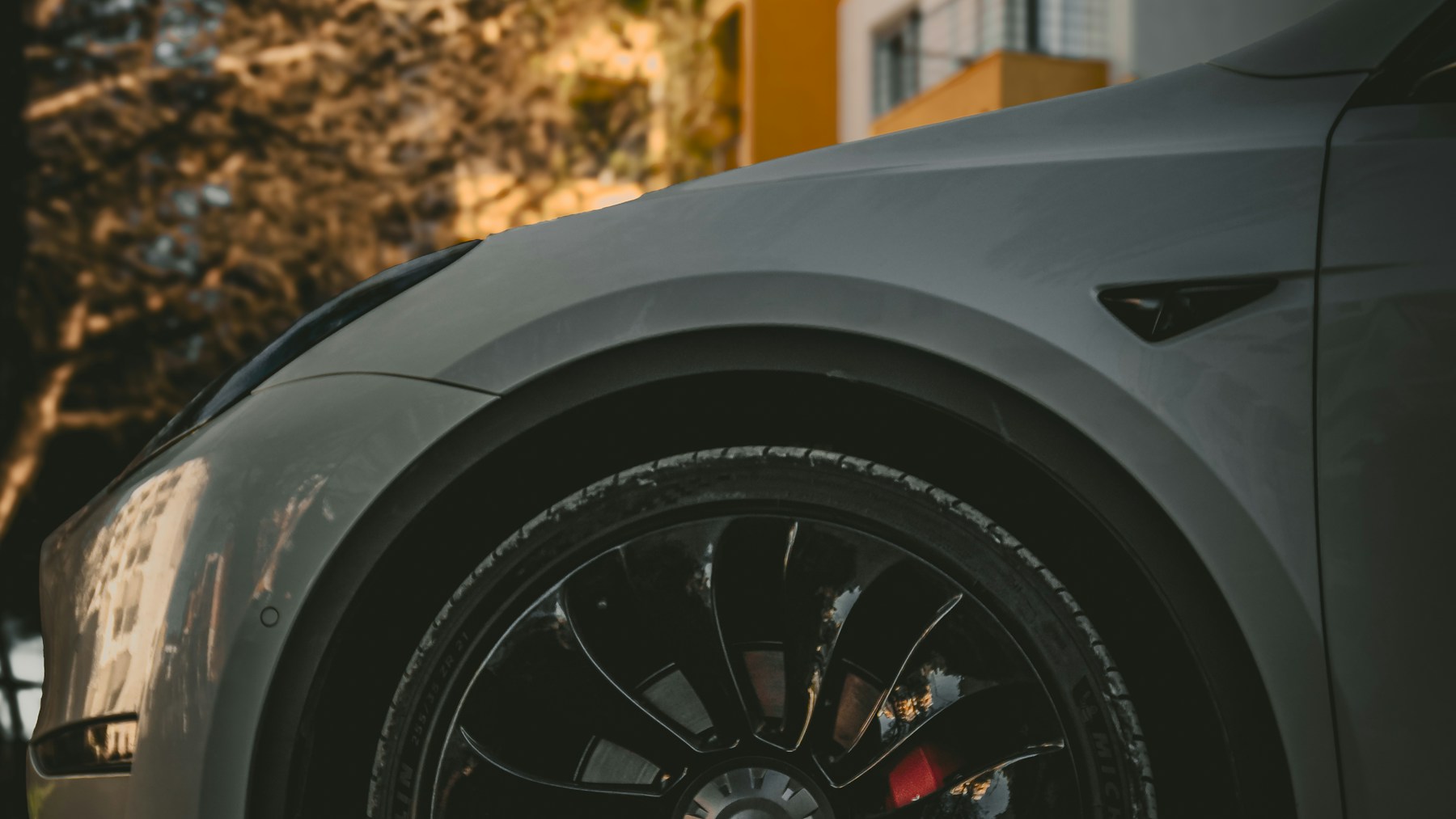 Tesla Model Y wheel during our first flat-tire repair experience